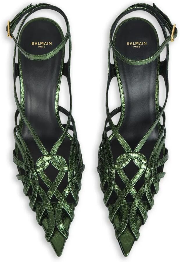 Balmain Sandalen met python-effect Groen - Foto 3