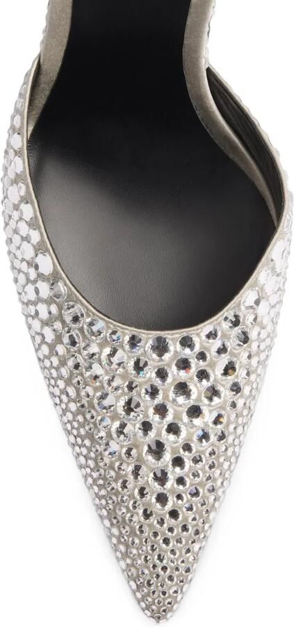 Balmain Satijnen pumps met kristallen en bandjes Zilver - Foto 5