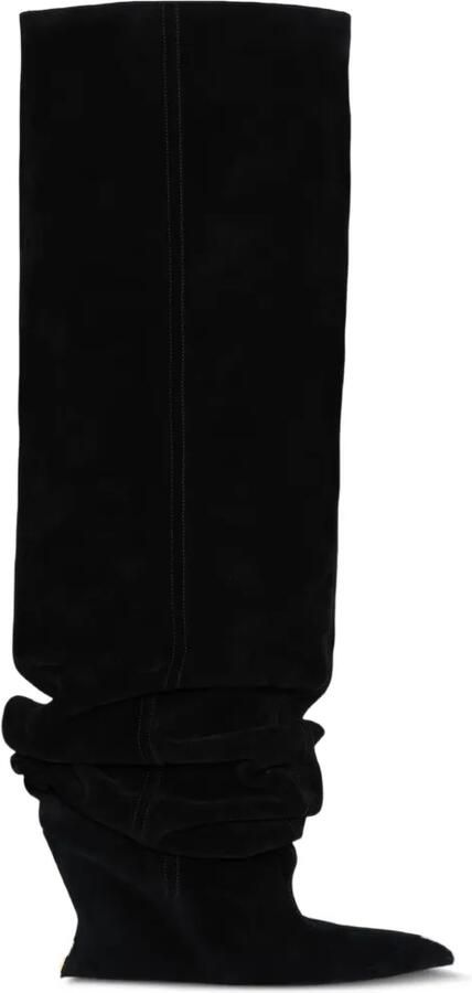 Balmain Suède leren overknee laarzen met sleehak Zwart