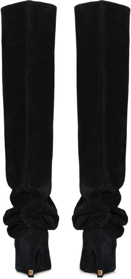 Balmain Suède leren overknee laarzen met sleehak Zwart - Foto 5