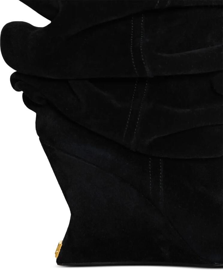 Balmain Suède leren overknee laarzen met sleehak Zwart - Foto 2