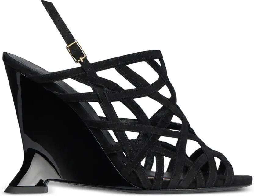 Balmain Suède sandalen met sleehak Zwart