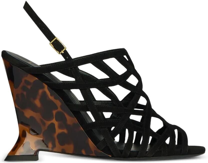 Balmain Suède sandalen met sleehak Zwart