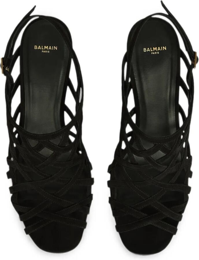 Balmain Suède sandalen met sleehak Zwart - Foto 3