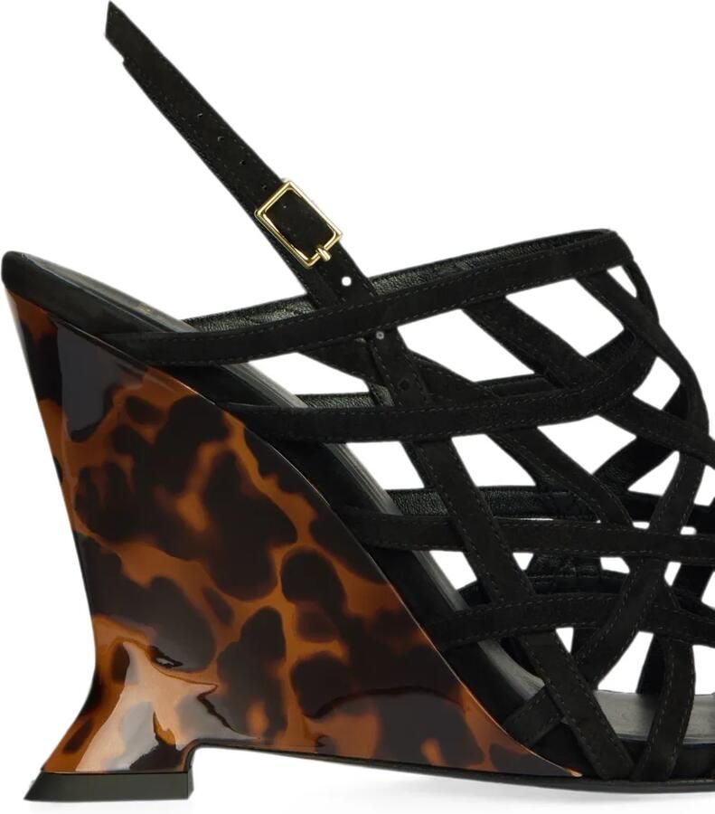 Balmain Suède sandalen met sleehak Zwart - Foto 2