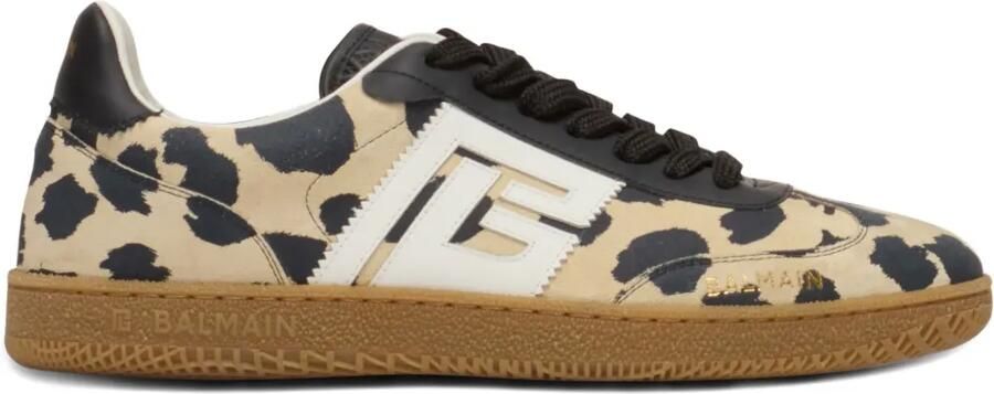 Balmain Swan sneakers met luipaardprint Beige