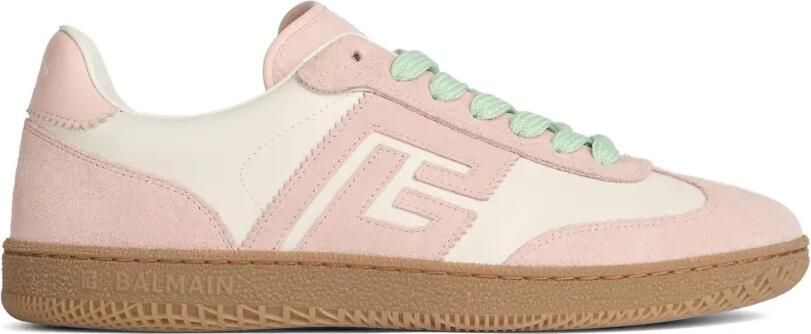 Balmain Swan sneakers van glad leer en suède Beige
