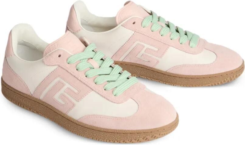 Balmain Swan sneakers van glad leer en suède Beige - Foto 4