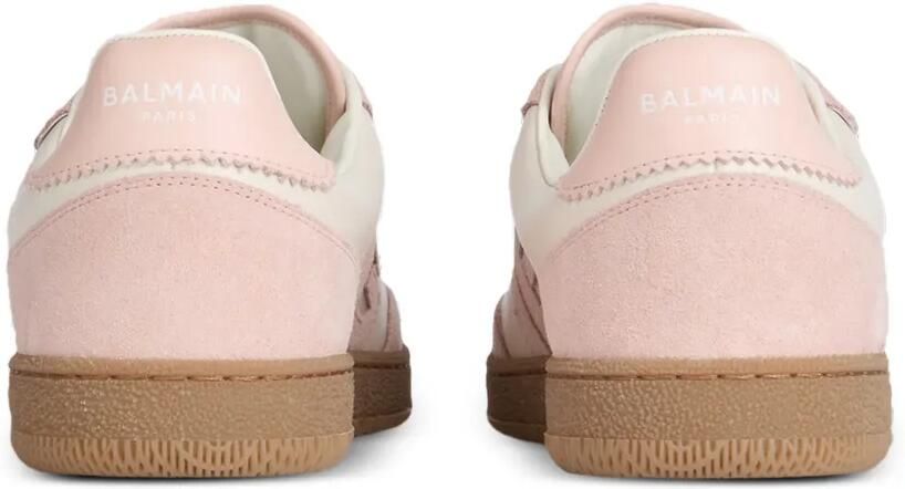 Balmain Swan sneakers van glad leer en suède Beige - Foto 5