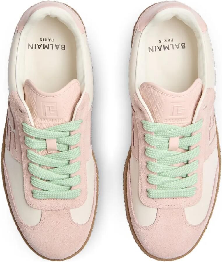 Balmain Swan sneakers van glad leer en suède Beige - Foto 2