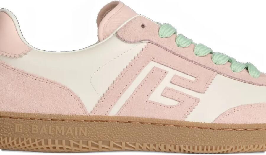 Balmain Swan sneakers van glad leer en suède Beige - Foto 3
