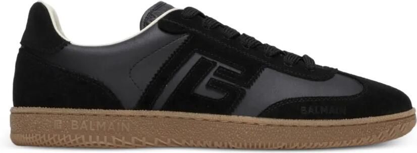 Balmain Swan sneakers van glad leer en suède Zwart