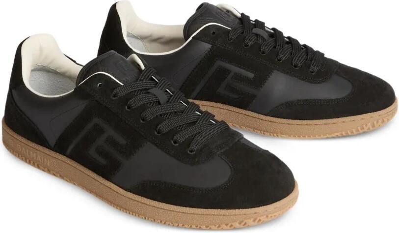 Balmain Swan suède en gladde leren sneakers Zwart - Foto 4