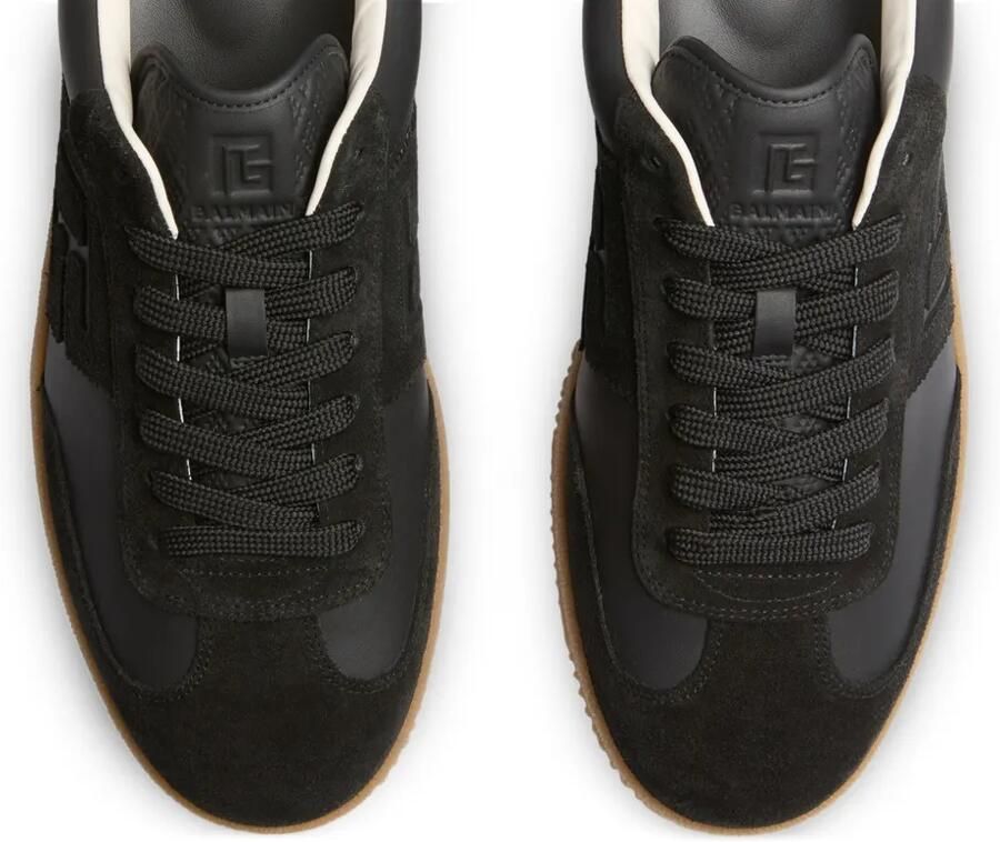 Balmain Swan suède en gladde leren sneakers Zwart - Foto 2