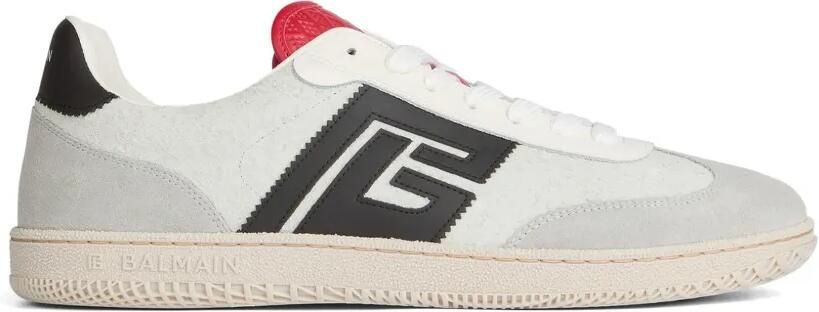 Balmain Swan suède en gladde sneakers Wit