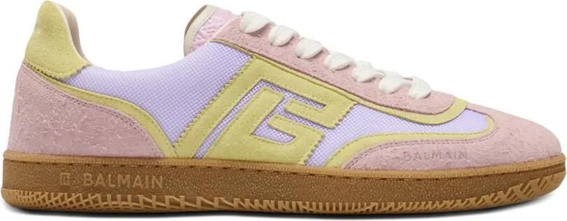 Balmain Swan suède en mesh sneakers Roze