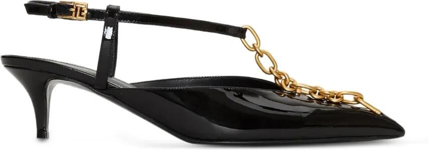 Balmain Sync lakleren slingback pumps met ketting Zwart