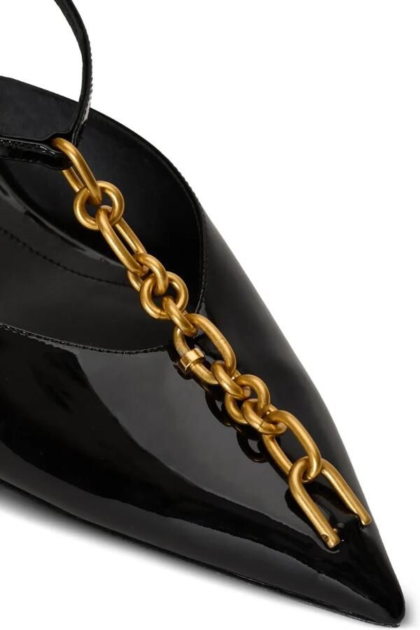 Balmain Sync lakleren slingback pumps met ketting Zwart - Foto 3