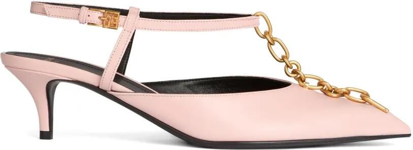 Balmain Sync leren slingback pumps met ketting Roze