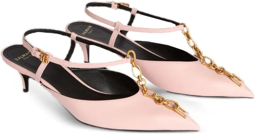 Balmain Sync leren slingback pumps met ketting Roze - Foto 4