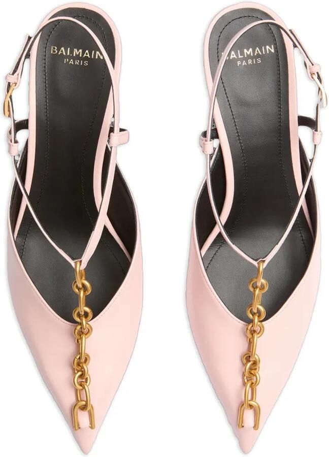 Balmain Sync leren slingback pumps met ketting Roze - Foto 2