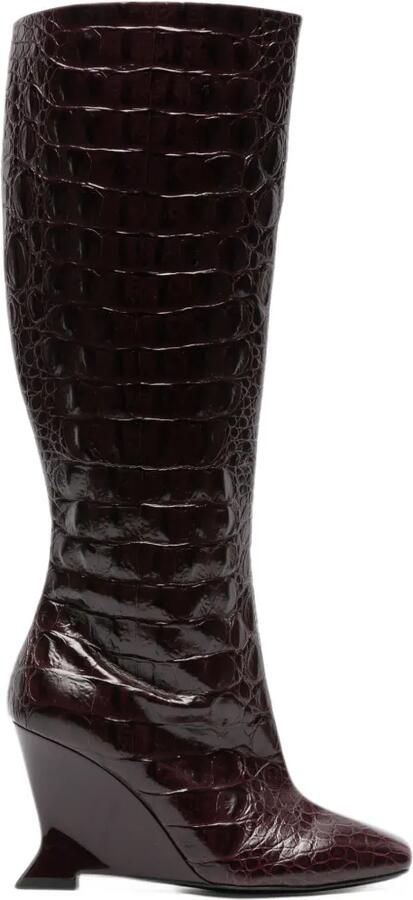 Balmain wedge embossed croco boots Bruin