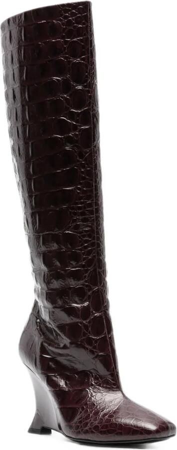 Balmain wedge embossed croco boots Bruin - Foto 3