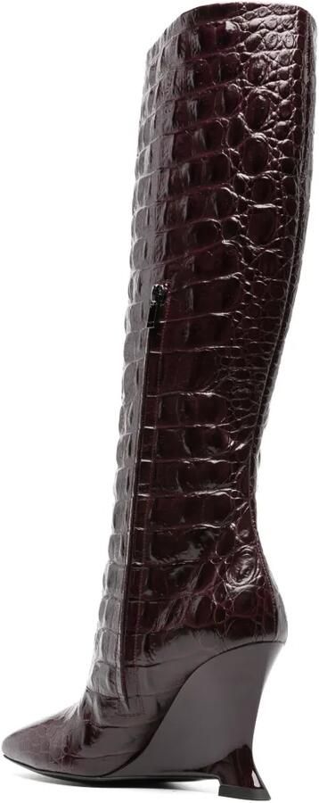 Balmain wedge embossed croco boots Bruin - Foto 2