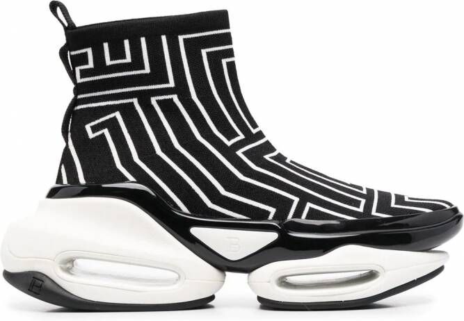 Balmain Bold Hiking sneakers met monogram Zwart