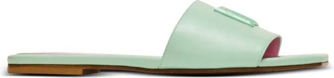 Balmain Dafne leren slippers Groen