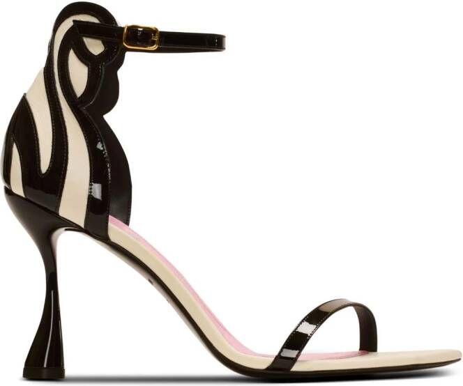 Balmain 95 mm Eden tweekleurige leren sandalen Zwart