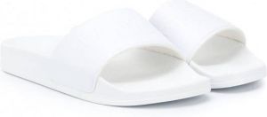 Balmain Kids Badslippers met logo reliëf Wit