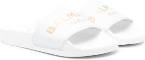 Balmain Kids Slippers met logoprint Wit