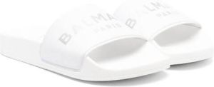 Balmain Kids Slippers met logoprint Wit