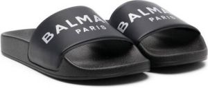 Balmain Kids Slippers met logoprint Zwart