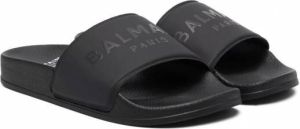 Balmain Kids Slippers met logoprint Zwart