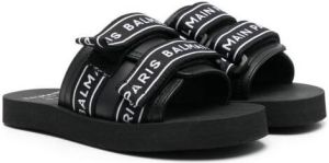 Balmain Kids Slippers met logoprint Zwart