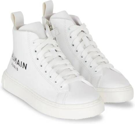 Balmain Leren hoge sneakers White