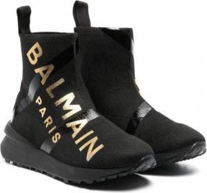 Balmain Kids Soksneakers met logoprint Zwart
