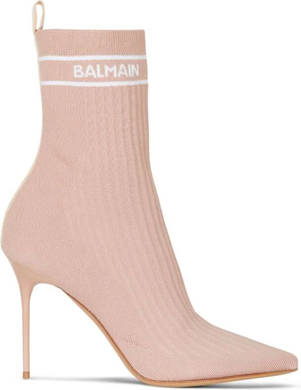 Balmain Skye gebreide enkellaarzen Beige