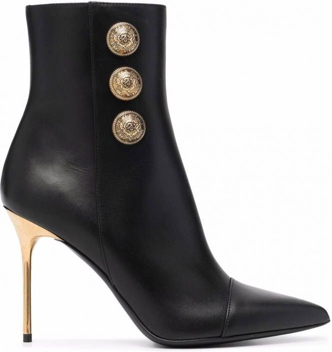 Balmain Stiletto enkellaarzen verfraaid met knoop Zwart