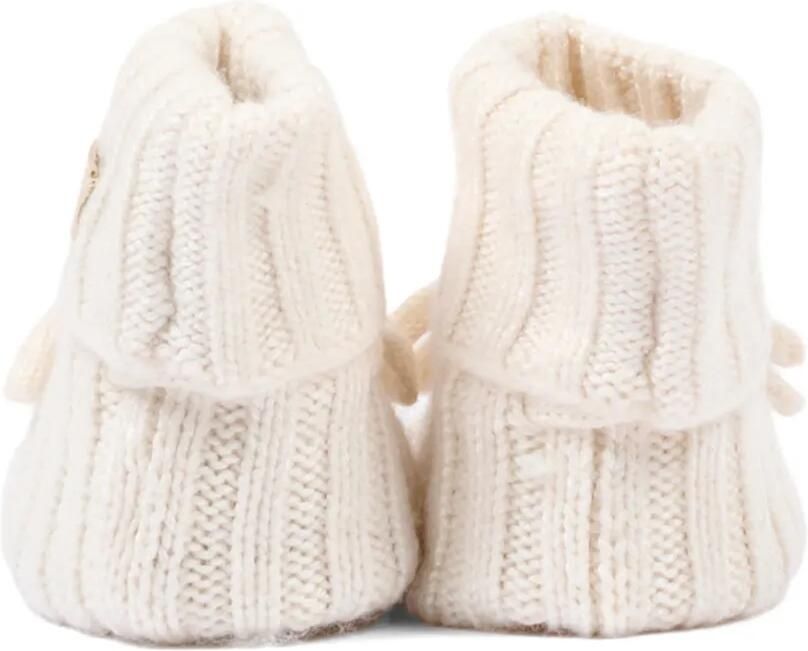 Bamboom Ribgebreide slippers met strikdetail Wit - Foto 2