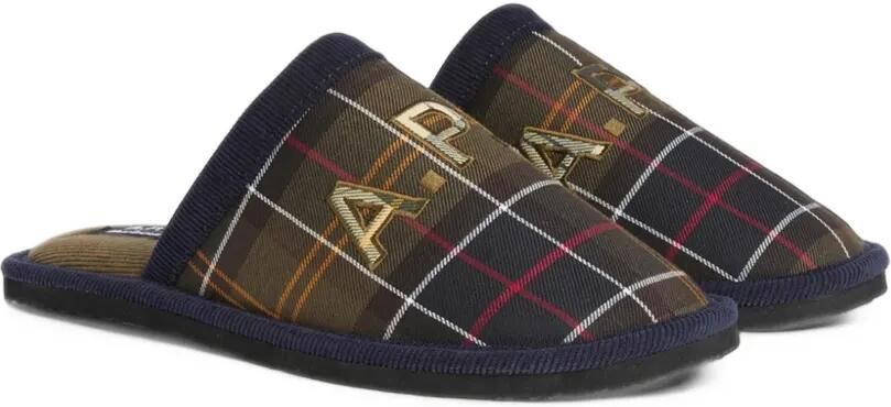 Barbour A.P.C. embroidered tartan slippers Bruin - Foto 4