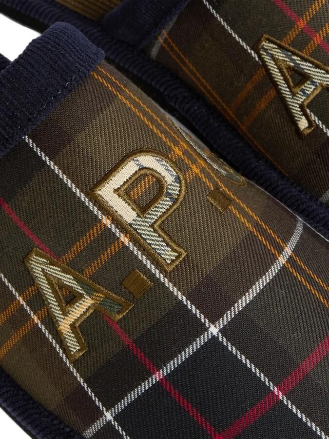 Barbour A.P.C. embroidered tartan slippers Bruin - Foto 3