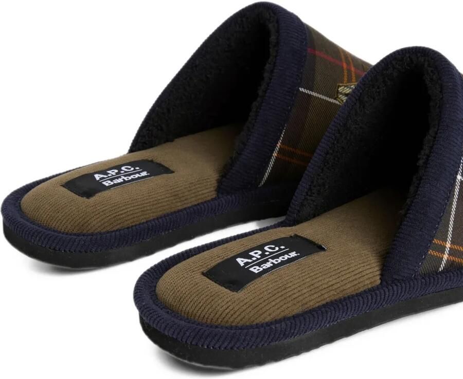 Barbour A.P.C. embroidered tartan slippers Bruin - Foto 2