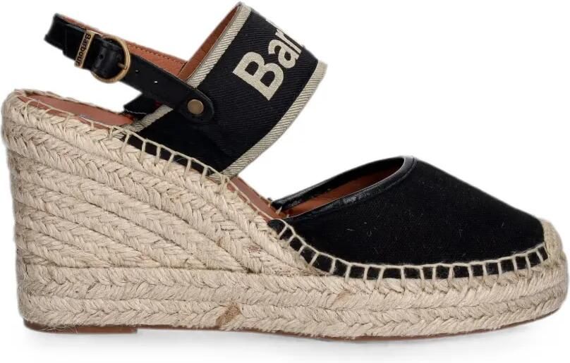 Barbour Lyndhurst espadrilles met logoprint en hak Zwart