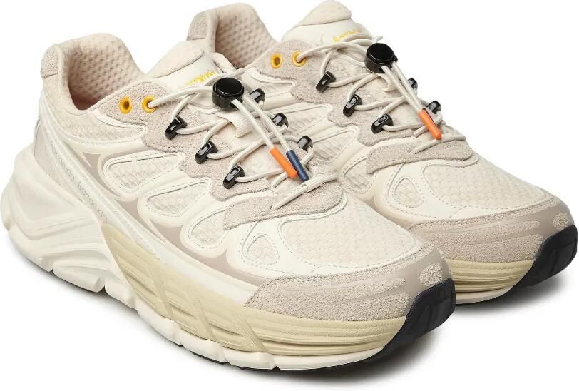 Barracuda Round-One sneakers met houtje-touwtje sluiting en vlakken Beige - Foto 3