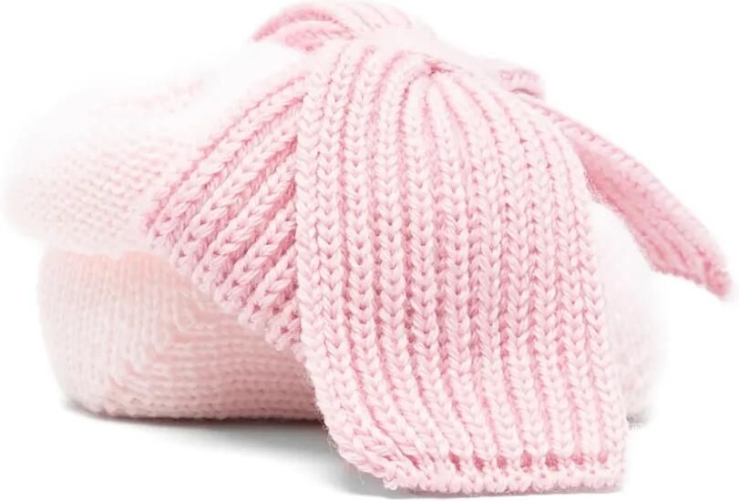 Bébé di Almy bow-detail knitted slippers Roze