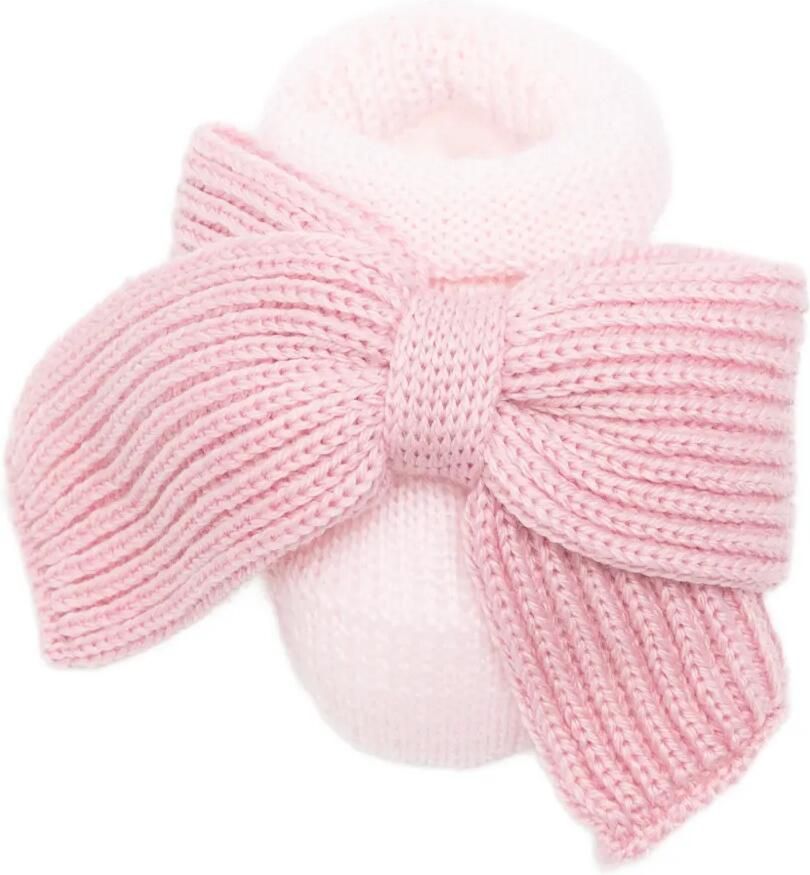 Bébé di Almy bow-detail knitted slippers Roze - Foto 2
