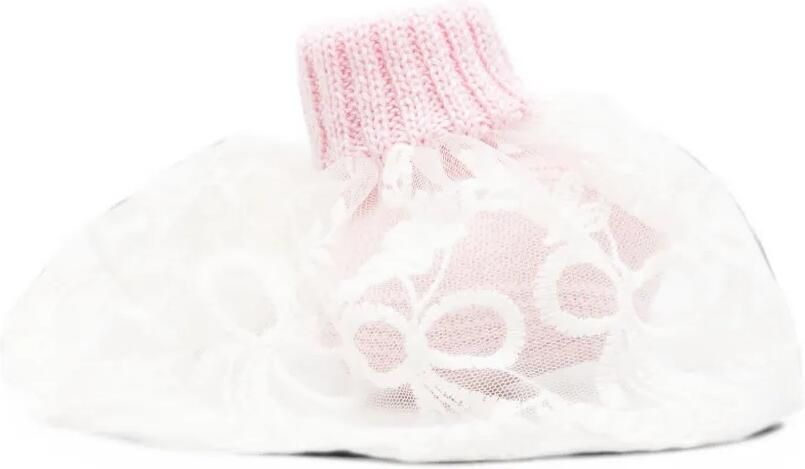 Bébé di Almy lace-trim knitted slippers Roze